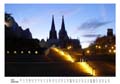 Dezember: Kölner Dom bei Nacht, vom Rheingarten aus gesehen